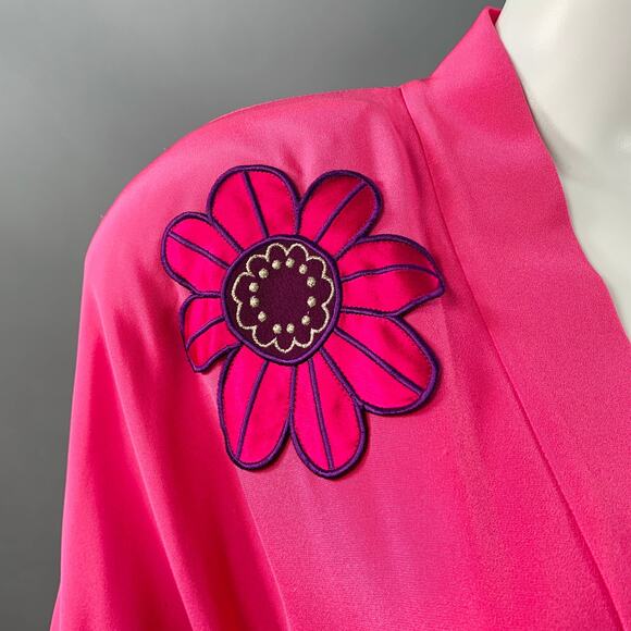 DOLCE & GABBANA Size 4 Pink Multi Color Silk Applique Belted Maxi Dress - Picture 3 of 13